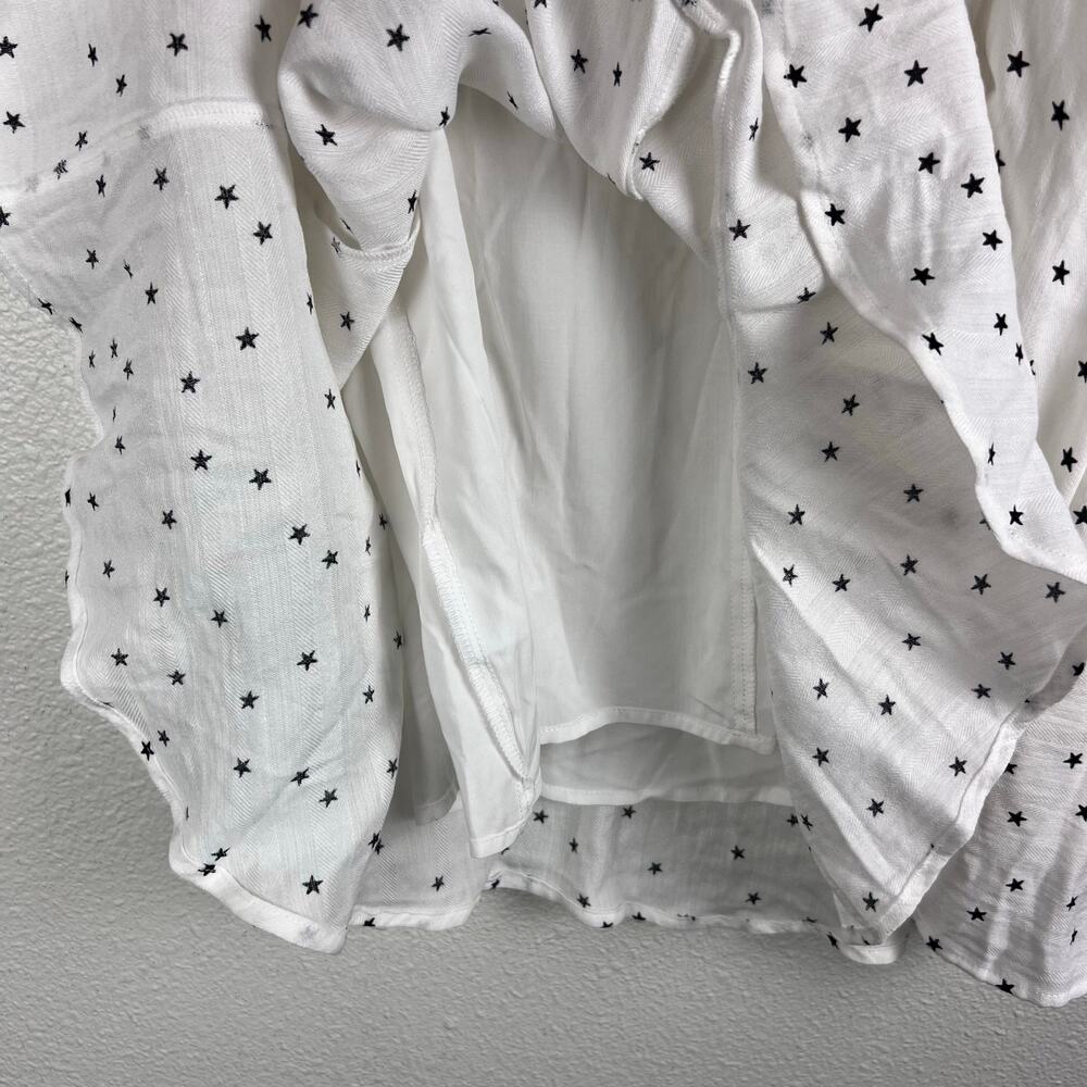 Q&A White Star Print Tie Front Tiered Mini Dress Size M NWT - Picture 6 of 7